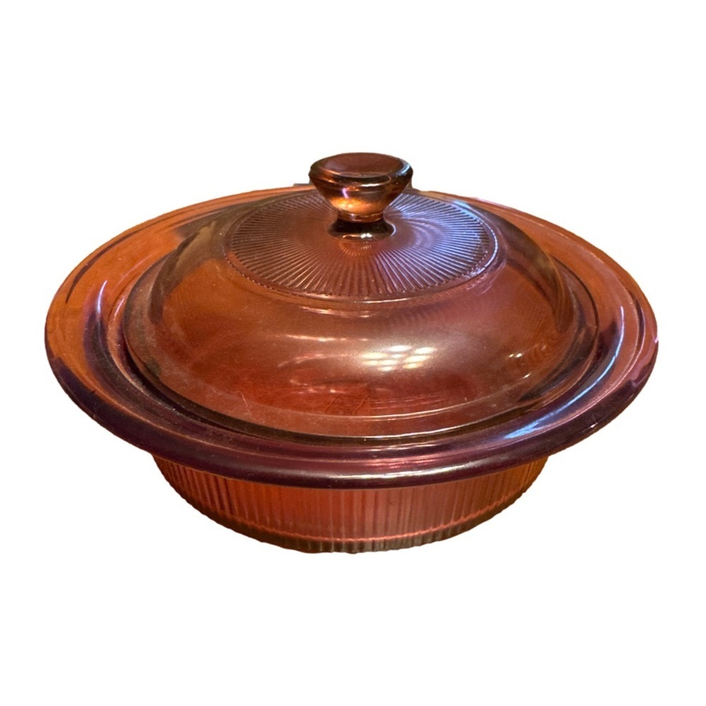 Vintage Pink Cranberry Pyrex Corning 750 ml 24 oz Casserole Dish